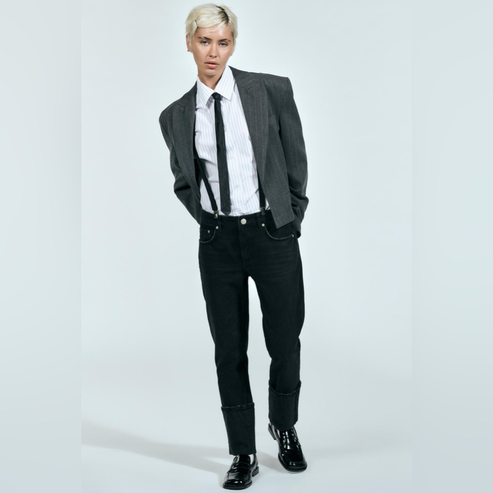 Zara Stone Piped Women Jeans with a High Waist